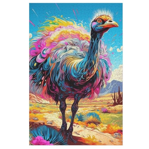 Holzpuzzles 1000 Teile Strauß -Puzzle Für Jungen Und Mädchen, Schwierigkeitsgrad, Lernspiele, Familienspielzeug 78×53cm von AAPZY