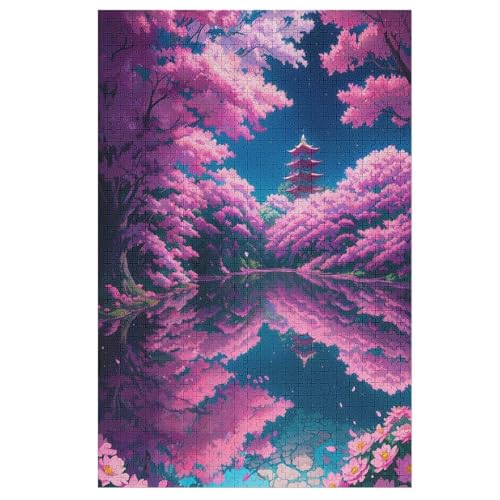 Holzpuzzles 1000 Teile Totenkopfese Cherry Blossoms -Puzzle Für Jungen Und Mädchen, Schwierigkeitsgrad, Lernspiele, Familienspielzeug （78×53cm） von AAPZY