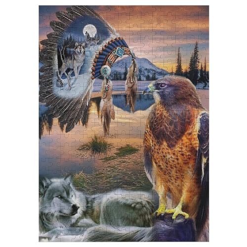 Holzpuzzles 300 Teile Adler -Puzzle Für Jungen Und Mädchen, Schwierigkeitsgrad, Lernspiele, Familienspielzeug 42×30cm von AAPZY