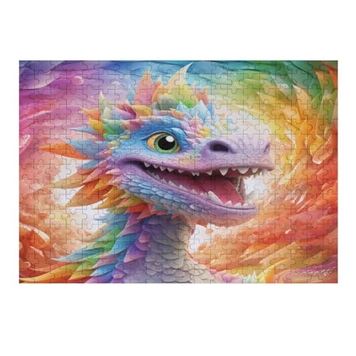 Holzpuzzles 300 Teile Drache -Puzzle Für Jungen Und Mädchen, Schwierigkeitsgrad, Lernspiele, Familienspielzeug （40×28cm） von AAPZY