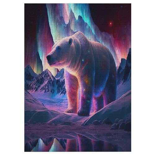 Holzpuzzles 300 Teile Eisbär -Puzzle Für Jungen Und Mädchen, Schwierigkeitsgrad, Lernspiele, Familienspielzeug （42×30cm） von AAPZY