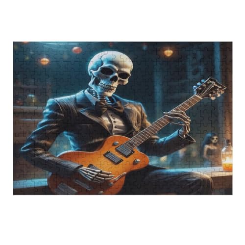 Holzpuzzles 300 Teile Gitarre Skeleton Man -Puzzle Für Jungen Und Mädchen, Schwierigkeitsgrad, Lernspiele, Familienspielzeug （40×28cm） von AAPZY