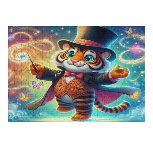 Holzpuzzles 300 Teile Tiertiger -Puzzle Für Jungen Und Mädchen, Schwierigkeitsgrad, Lernspiele, Familienspielzeug （40×28cm） von AAPZY