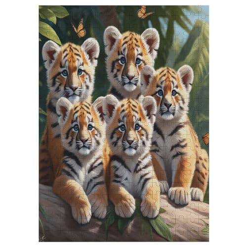 Holzpuzzles 300 Teile Tiger -Puzzle Für Jungen Und Mädchen, Schwierigkeitsgrad, Lernspiele, Familienspielzeug 42×30cm von AAPZY