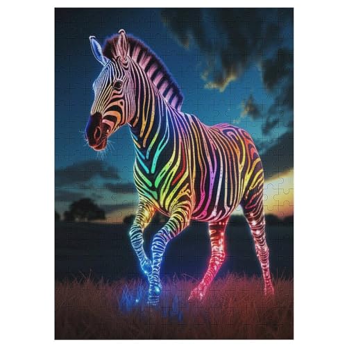 Holzpuzzles 300 Teile Zebra -Puzzle Für Jungen Und Mädchen, Schwierigkeitsgrad, Lernspiele, Familienspielzeug 42×30cm von AAPZY