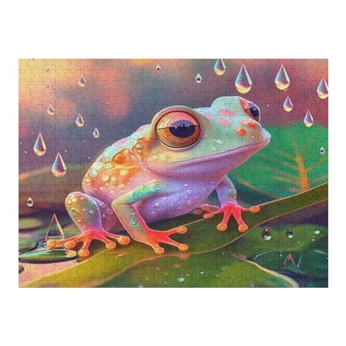 Holzpuzzles 500 Teile Frosch -Puzzle Für Jungen Und Mädchen, Schwierigkeitsgrad, Lernspiele, Familienspielzeug （52×38cm） von AAPZY