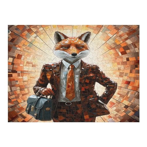 Holzpuzzles 500 Teile Fuchs Man -Puzzle Für Jungen Und Mädchen, Schwierigkeitsgrad, Lernspiele, Familienspielzeug （52×38cm） von AAPZY