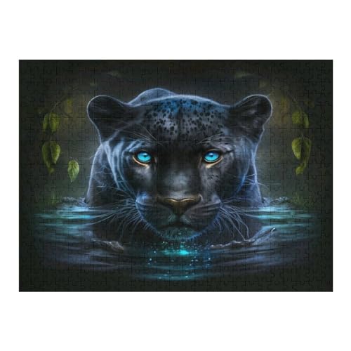 Holzpuzzles 500 Teile Leopard -Puzzle Für Jungen Und Mädchen, Schwierigkeitsgrad, Lernspiele, Familienspielzeug （52×38cm） von AAPZY