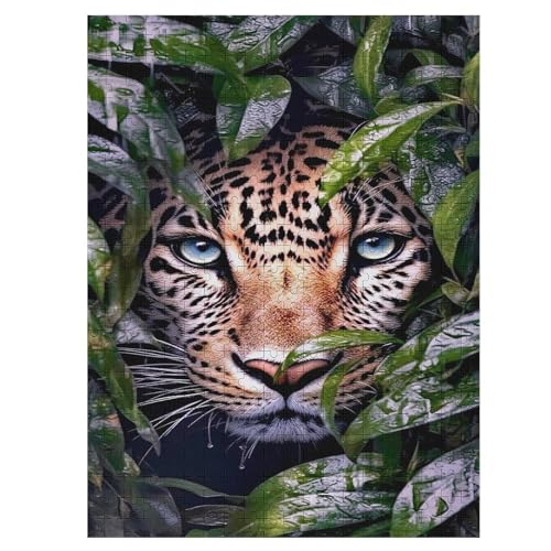 Holzpuzzles 500 Teile Leopard -Puzzle Für Jungen Und Mädchen, Schwierigkeitsgrad, Lernspiele, Familienspielzeug （55×41cm） von AAPZY