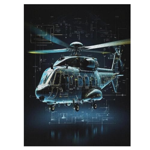 Hubschrauber Puzzle Für Erwachsene 500 Teile Premium 100% Recyceltes Brett Zum Lernen, Lernspielzeug, Familienspiele Kinder Holzpuzzle （55×41cm） von AAPZY