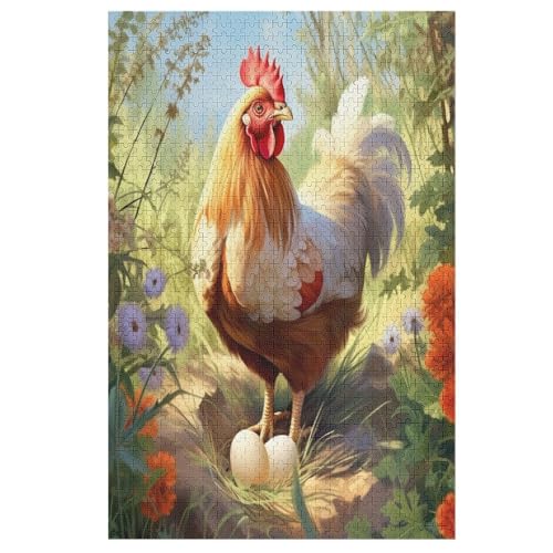 Huhn Holzpuzzle Erwachsene - 1000 Teiliges Jigsaw Knobelspiel - Puzzle Für Erwachsene & Kinder - Outdoor & Reisespielzeug - Geduldspiel （78×53cm） von AAPZY