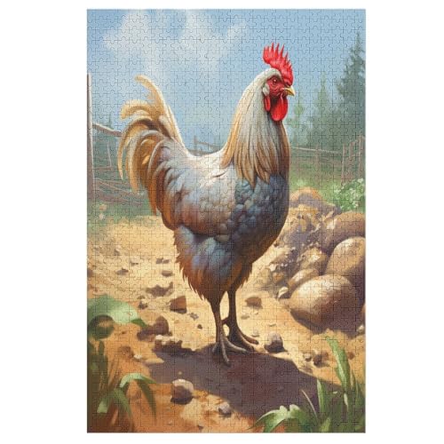 Huhn -Puzzle, 1000 Teile,Holzpuzzle Für Erwachsene Kinder, Lustiges Spielzeug, Denkspiel, Spielzeug, Bildungsspiel, Herausforderung, Pädagogisch, （78×53cm） von AAPZY