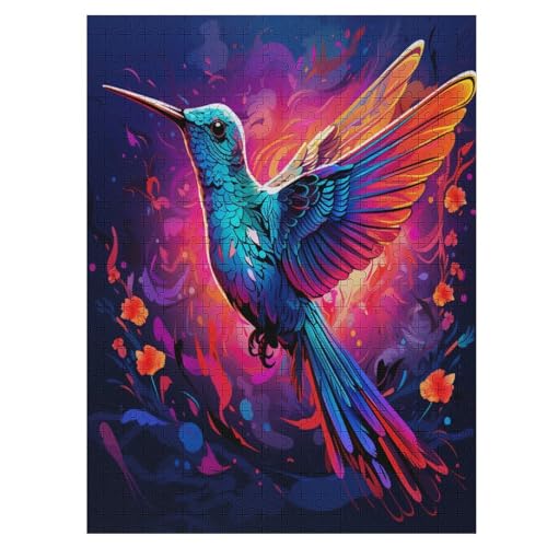 HummingVogel Puzzle 500 Teile,Puzzles Für Erwachsene, Impossible Puzzle, Geschicklichkeitsspiel Für Die Ganze Familie, Puzzle Kinder,Holzpuzzle-Geschenk,Raumdekoration, （55×41cm） von AAPZY