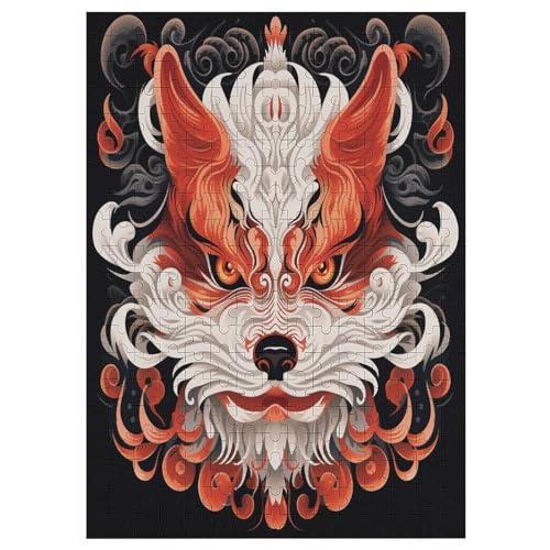 Japanese Fuchs Pattern Puzzle Für Erwachsene,300-teiliges Puzzle,Puzzle Für Erwachsene Und Kinder,Holzpuzzle,Lernspielzeug, 42×30cm von AAPZY