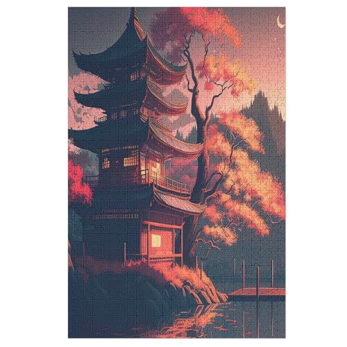 Japanese Tempel Holzpuzzle 1000 Teile Klassische Puzzles Erwachsene Kinder Puzzle DIY Kit Holzspielzeug Einzigartiges Geschenk Moderne Wohnkultur 78×53cm von AAPZY