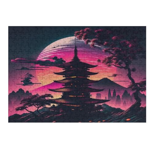 Japanische Kirschblüten -Puzzle, 300 Teile,Holzpuzzle Für Erwachsene Kinder, Lustiges Spielzeug, Denkspiel, Spielzeug, Bildungsspiel, Herausforderung, Pädagogisch, （40×28cm） von AAPZY