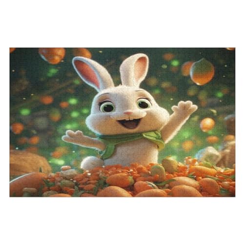 Kaninchen Holzpuzzle 1000 Teile, Knobelspiele Für Erwachsene, Teenager, Puzzles Unmögliche - Kinder Puzzle Zimmer Deko （75×50cm） von AAPZY