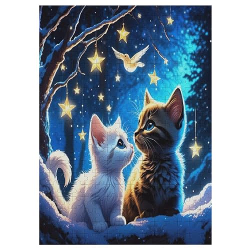 Katze,300 Teile,Holzpuzzle,einzigartiges Puzzle,kreatives Puzzle,Geschenk Für Erwachsene,Familienspiel,Herausforderungsaktivität,42×30cm von AAPZY