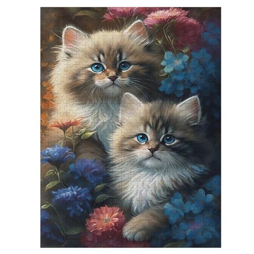 Katze 500 Teile Puzzle Für Erwachsene, Herausforderung Puzzles - Familienpuzzle Verringerter Druck Schwieriges Puzzle Rahmen Holzpuzzle Für Erwachsene Kinder 12+ （55×41cm） von AAPZY