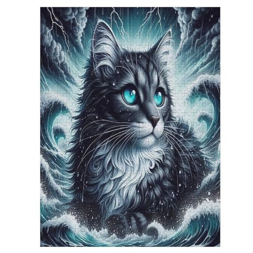 Katze 500 Teile Puzzle Für Erwachsene, Herausforderung Puzzles - Familienpuzzle Verringerter Druck Schwieriges Puzzle Rahmen Holzpuzzle Für Erwachsene Kinder 12+ （55×41cm） von AAPZY