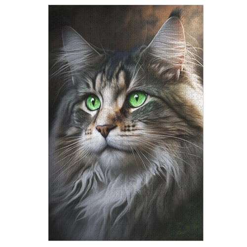 Katze Holzpuzzle 1000 Stück Puzzles Für Erwachsene Teenager Stress Abbauen Familien-Puzzlespiel Poster 1000-teiliges Puzzle Kinder Lernspiel Spielzeug Geschenk 78×53cm von AAPZY