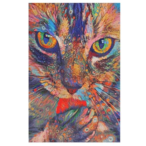 Katze Holzpuzzle 1000 Teile, Knobelspiele Für Erwachsene, Teenager, Puzzles Unmögliche - Kinder Puzzle Zimmer Deko 78×53cm von AAPZY