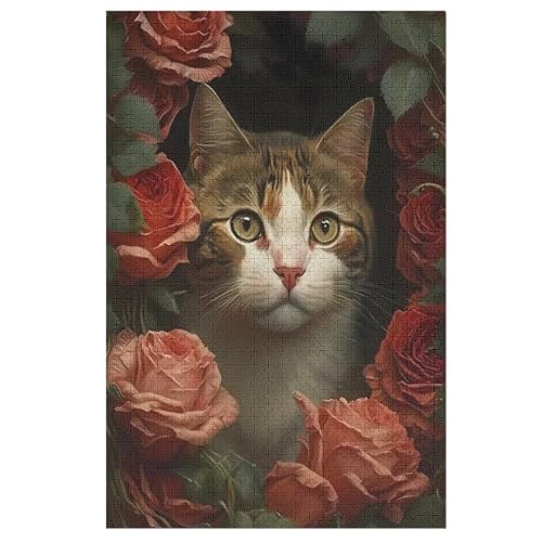 Katze Holzpuzzle 1000 Teile, Knobelspiele Für Erwachsene, Teenager, Puzzles Unmögliche - Kinder Puzzle Zimmer Deko 78×53cm von AAPZY