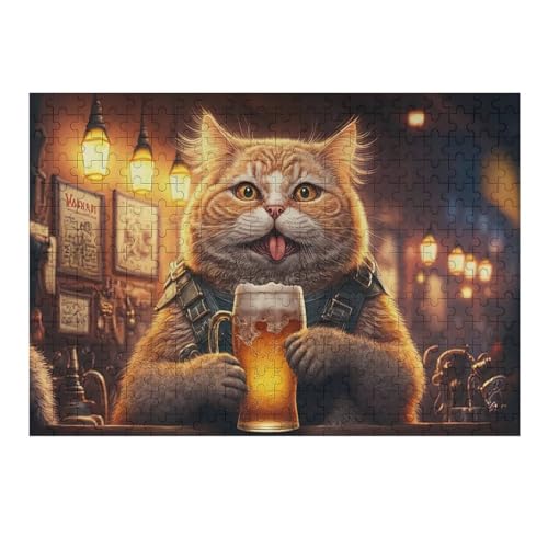 Katze Holzpuzzle 300 Stück Puzzles Für Erwachsene Teenager Stress Abbauen Familien-Puzzlespiel Poster 300-teiliges Puzzle Kinder Lernspiel Spielzeug Geschenk （40×28cm） von AAPZY