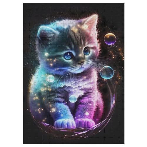 Katze Holzpuzzle 300 Teile, Knobelspiele Für Erwachsene, Teenager, Puzzles Unmögliche - Kinder Puzzle Zimmer Deko 42×30cm von AAPZY