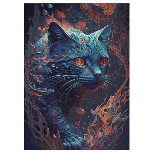 Katze Holzpuzzle 300 Teile, Knobelspiele Für Erwachsene, Teenager, Puzzles Unmögliche - Kinder Puzzle Zimmer Deko 42×30cm von AAPZY