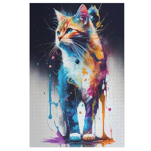 Katze Holzpuzzle Erwachsene - 1000 Teiliges Jigsaw Knobelspiel - Puzzle Für Erwachsene & Kinder - Outdoor & Reisespielzeug - Geduldspiel 78×53cm von AAPZY