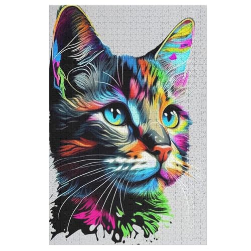 Katze Holzpuzzle Erwachsene - 1000 Teiliges Jigsaw Knobelspiel - Puzzle Für Erwachsene & Kinder - Outdoor & Reisespielzeug - Geduldspiel 78×53cm von AAPZY