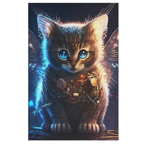 Katze -Puzzle, 1000 Teile,Holzpuzzle Für Erwachsene Kinder, Lustiges Spielzeug, Denkspiel, Spielzeug, Bildungsspiel, Herausforderung, Pädagogisch, （78×53cm） von AAPZY