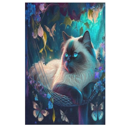 Katze -Puzzle, 1000 Teile,Holzpuzzle Für Erwachsene Kinder, Lustiges Spielzeug, Denkspiel, Spielzeug, Bildungsspiel, Herausforderung, Pädagogisch, 78×53cm von AAPZY