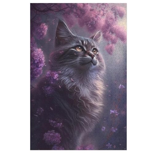 Katze -Puzzle, 1000 Teile,Holzpuzzle Für Erwachsene Kinder, Lustiges Spielzeug, Denkspiel, Spielzeug, Bildungsspiel, Herausforderung, Pädagogisch, 78×53cm von AAPZY