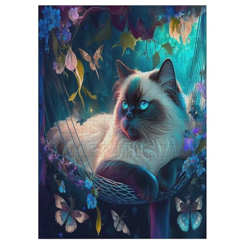 Katze -Puzzle, 300 Teile,Holzpuzzle Für Erwachsene Kinder, Lustiges Spielzeug, Denkspiel, Spielzeug, Bildungsspiel, Herausforderung, Pädagogisch, 42×30cm von AAPZY