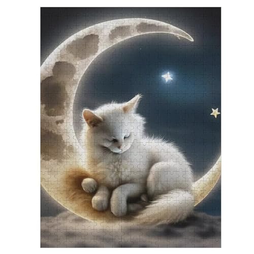 Katze -Puzzle, 500 Teile,Holzpuzzle Für Erwachsene Kinder, Lustiges Spielzeug, Denkspiel, Spielzeug, Bildungsspiel, Herausforderung, Pädagogisch, （55×41cm） von AAPZY