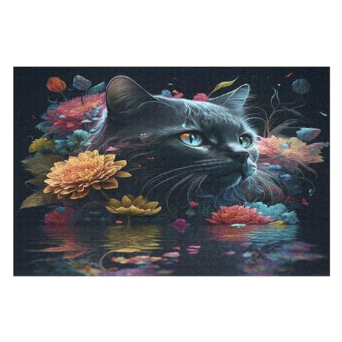 Katze Puzzle 1000 Teile,Puzzles Für Erwachsene, Impossible Puzzle, Geschicklichkeitsspiel Für Die Ganze Familie, Puzzle Kinder,Holzpuzzle-Geschenk,Raumdekoration, （75×50cm） von AAPZY