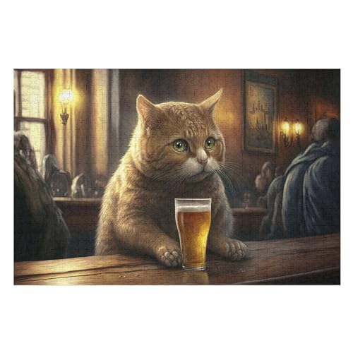 Katze Puzzles 1000 Teile Erwachsener Kniffel Spaß Für Die Ganze Familie - 1000 Puzzleteilige Motive, Holzpuzzle Kinder Erwachsene, Impossible Puzzle Schwer （75×50cm） von AAPZY