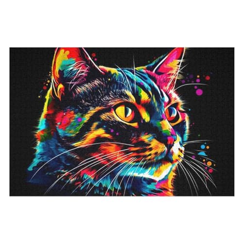 Katze Puzzles 1000 Teile Erwachsener Kniffel Spaß Für Die Ganze Familie - 1000 Puzzleteilige Motive, Holzpuzzle Kinder Erwachsene, Impossible Puzzle Schwer （75×50cm） von AAPZY