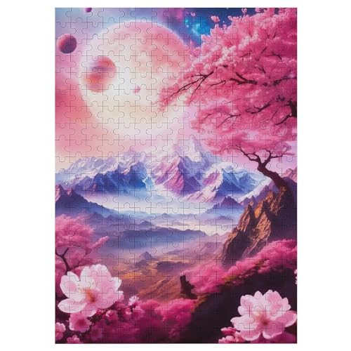 Kirschbaum, japanische Kunst 300 Teile Puzzle Für Erwachsene, Herausforderung Puzzles - Familienpuzzle Verringerter Druck Schwieriges Puzzle Rahmen Holzpuzzle Für Erwachsene Kinder 12+ （42×30cm） von AAPZY