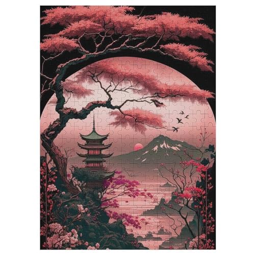 Kirschbaum, japanische Kunst 300 Teile Puzzle Für Erwachsene, Herausforderung Puzzles - Familienpuzzle Verringerter Druck Schwieriges Puzzle Rahmen Holzpuzzle Für Erwachsene Kinder 12+ （42×30cm） von AAPZY