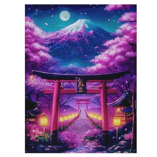 Kirschbaum, japanische Kunst – Puzzle 500 Teile, Holzpuzzle, Herausforderndes Geschicklichkeitsspiel Für Die Ganze Familie, Kinder Erwachsenenpuzzle Ab 12 Jahren （55×41cm） von AAPZY