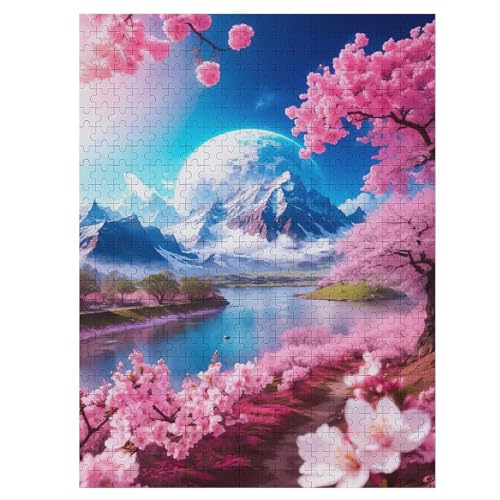 Kirschbaum, japanische Kunst Puzzles 500 Teile Erwachsener Kniffel Spaß Für Die Ganze Familie - 500 Puzzleteilige Motive, Holzpuzzle Kinder Erwachsene, Impossible Puzzle Schwer （55×41cm） von AAPZY