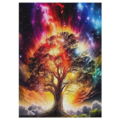 Kosmischer Lebensbaum -Puzzle, 300 Teile,Holzpuzzle Für Erwachsene Kinder, Lustiges Spielzeug, Denkspiel, Spielzeug, Bildungsspiel, Herausforderung, Pädagogisch, 42×30cm von AAPZY