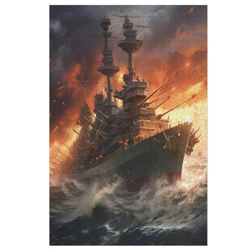 Kriegsschiff 1000 Teile Premium-Puzzles Für Erwachsene Kinder- Holzpuzzles Spaß Und Lernspiele - Perfekte Puzzle-Geschenke （78×53cm） von AAPZY