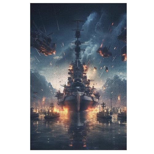 Kriegsschiff Puzzles 1000 Teile Erwachsener Kniffel Spaß Für Die Ganze Familie - 1000 Puzzleteilige Motive, Holzpuzzle Kinder Erwachsene, Impossible Puzzle Schwer （78×53cm） von AAPZY