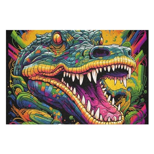 Krokodil 1000 Teile Premium-Puzzles Für Erwachsene Kinder- Holzpuzzles Spaß Und Lernspiele - Perfekte Puzzle-Geschenke （75×50cm） von AAPZY