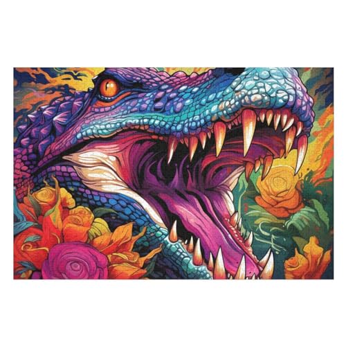 Krokodil -Puzzle, 1000 Teile,Holzpuzzle Für Erwachsene Kinder, Lustiges Spielzeug, Denkspiel, Spielzeug, Bildungsspiel, Herausforderung, Pädagogisch, （75×50cm） von AAPZY