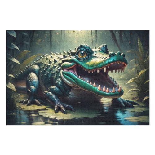 Krokodil -Puzzle, 1000 Teile,Holzpuzzle Für Erwachsene Kinder, Lustiges Spielzeug, Denkspiel, Spielzeug, Bildungsspiel, Herausforderung, Pädagogisch, （75×50cm） von AAPZY